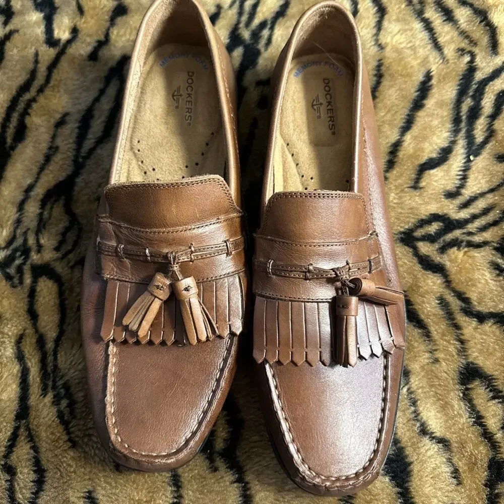 Dockers Men's Shoes 11 M Brown Sinclair Leather Dress Kiltie Tassel Loafers EUC